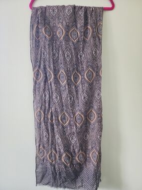 Talbots Lightweight Wool Printed Scarf in Blue and Gold
